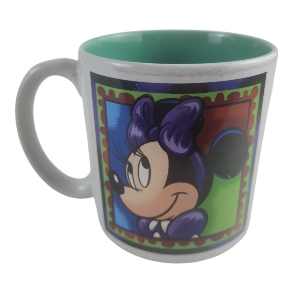 Walt Disney World Green & Purple Minnie Mouse Face Coffee Mug 16oz